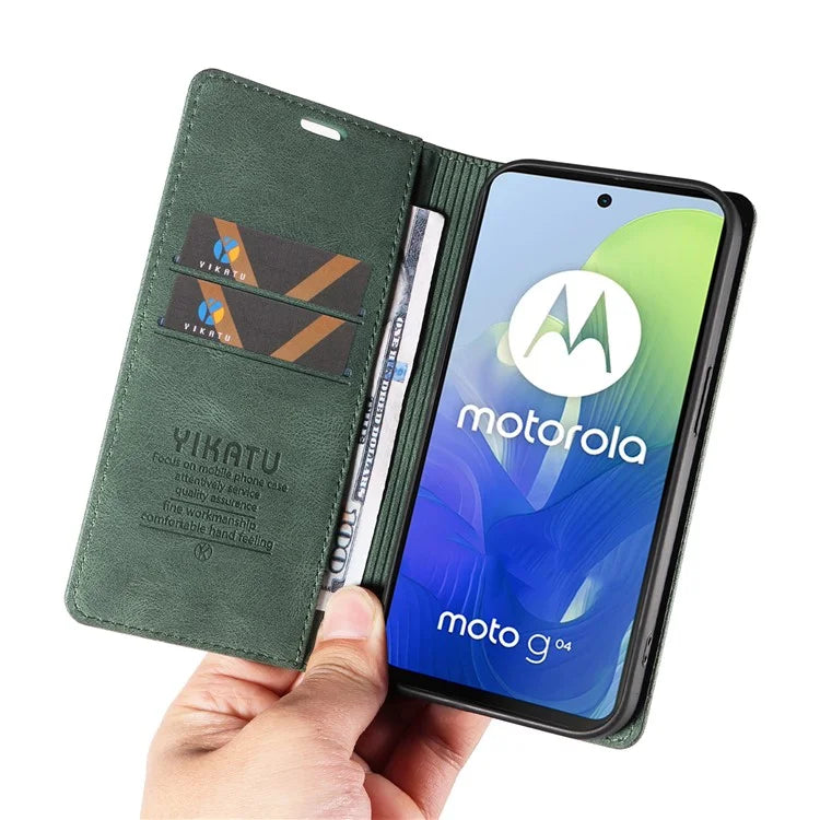 YIKATU YK-004 For Motorola Moto E14 4G / G04 4G / G04s 4G / G24 4G Case Flip Stand Skin-Touch Leather Phone Cover
