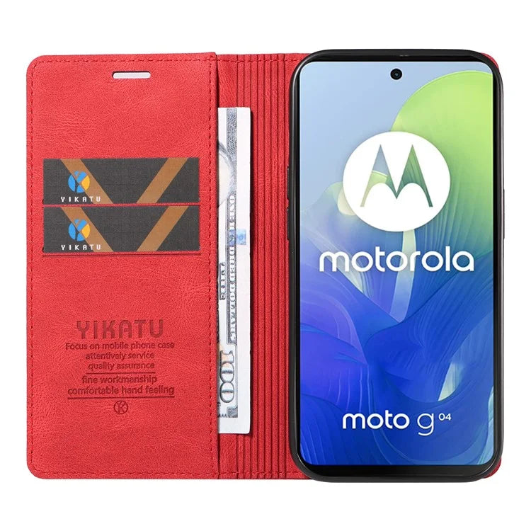 YIKATU YK-004 For Motorola Moto E14 4G / G04 4G / G04s 4G / G24 4G Case Flip Stand Skin-Touch Leather Phone Cover
