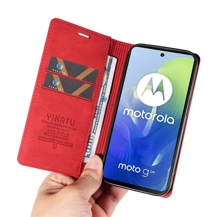 YIKATU YK-004 For Motorola Moto E14 4G / G04 4G / G04s 4G / G24 4G Case Flip Stand Skin-Touch Leather Phone Cover