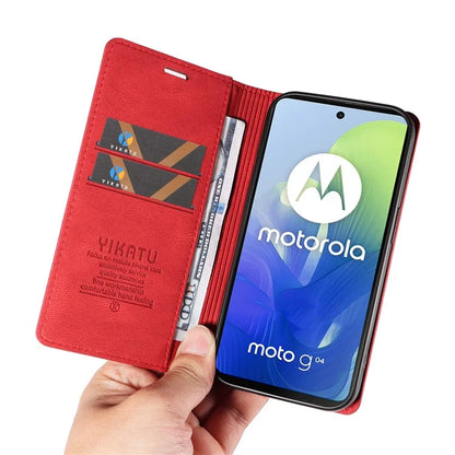 YIKATU YK-004 For Motorola Moto E14 4G / G04 4G / G04s 4G / G24 4G Case Flip Stand Skin-Touch Leather Phone Cover