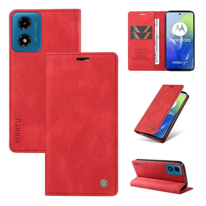YIKATU YK-004 For Motorola Moto E14 4G / G04 4G / G04s 4G / G24 4G Case Flip Stand Skin-Touch Leather Phone Cover