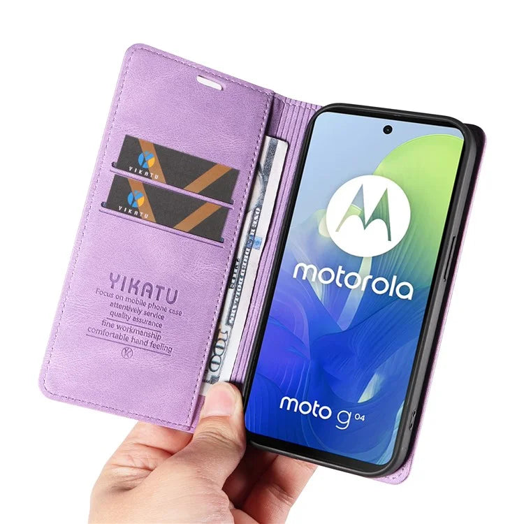 YIKATU YK-004 For Motorola Moto E14 4G / G04 4G / G04s 4G / G24 4G Case Flip Stand Skin-Touch Leather Phone Cover