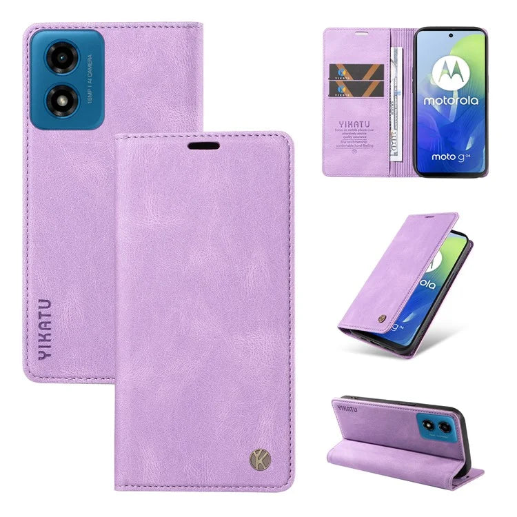 YIKATU YK-004 For Motorola Moto E14 4G / G04 4G / G04s 4G / G24 4G Case Flip Stand Skin-Touch Leather Phone Cover