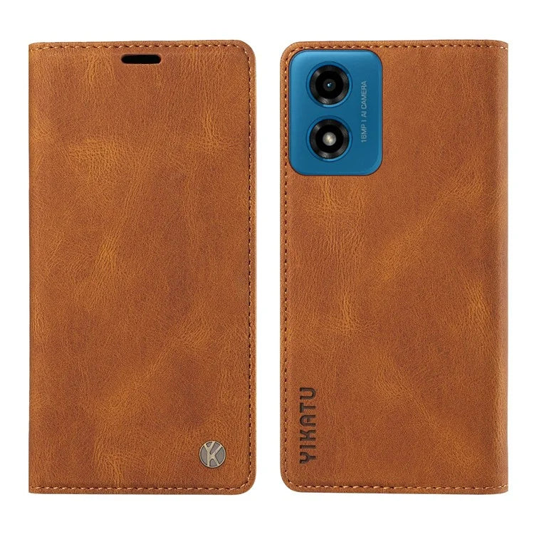 YIKATU YK-004 For Motorola Moto E14 4G / G04 4G / G04s 4G / G24 4G Case Flip Stand Skin-Touch Leather Phone Cover
