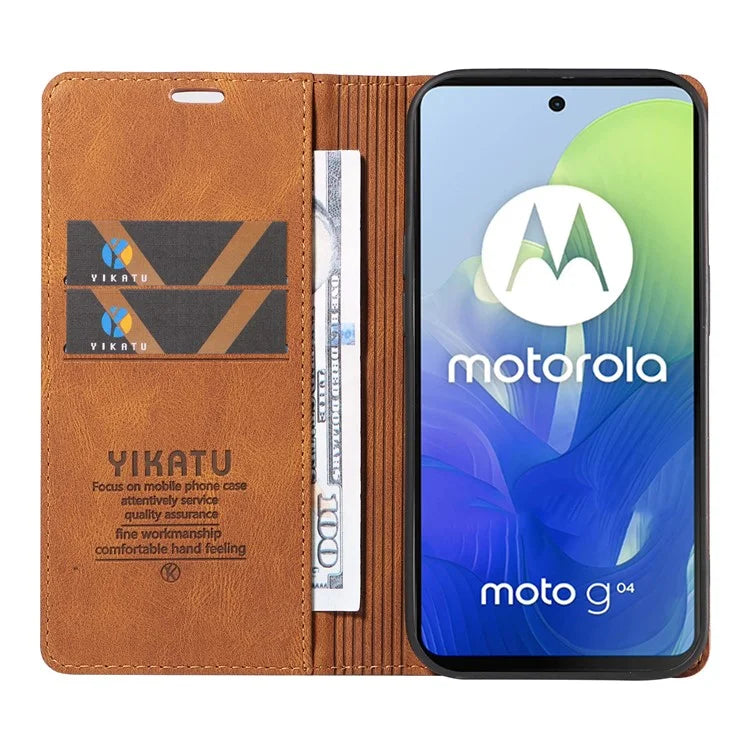 YIKATU YK-004 For Motorola Moto E14 4G / G04 4G / G04s 4G / G24 4G Case Flip Stand Skin-Touch Leather Phone Cover