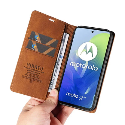 YIKATU YK-004 For Motorola Moto E14 4G / G04 4G / G04s 4G / G24 4G Case Flip Stand Skin-Touch Leather Phone Cover