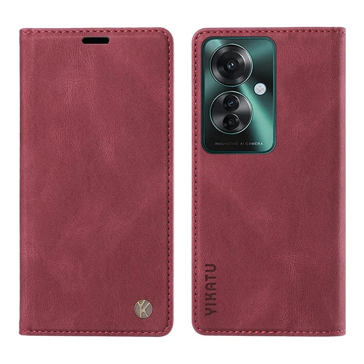 YIKATU YK-004 For Oppo Reno11 F 5G / F25 Pro 5G Leather Case Skin-touch Wallet Phone Cover
