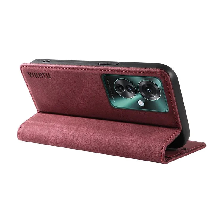 YIKATU YK-004 For Oppo Reno11 F 5G / F25 Pro 5G Leather Case Skin-touch Wallet Phone Cover