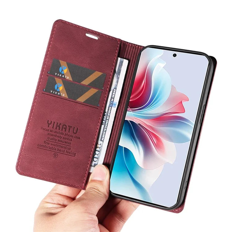 YIKATU YK-004 For Oppo Reno11 F 5G / F25 Pro 5G Leather Case Skin-touch Wallet Phone Cover