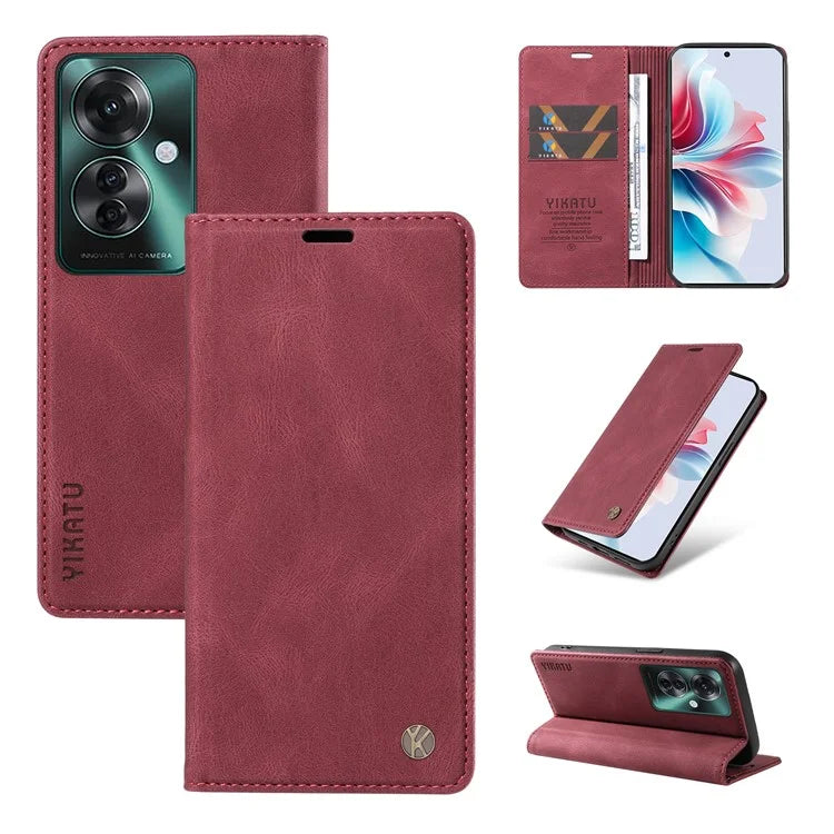 YIKATU YK-004 For Oppo Reno11 F 5G / F25 Pro 5G Leather Case Skin-touch Wallet Phone Cover