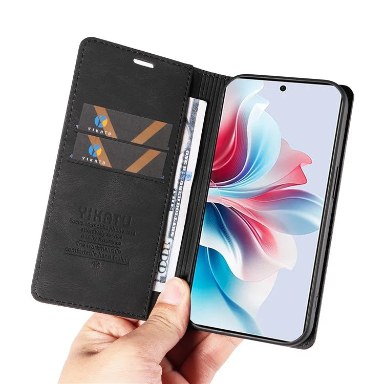YIKATU YK-004 For Oppo Reno11 F 5G / F25 Pro 5G Leather Case Skin-touch Wallet Phone Cover