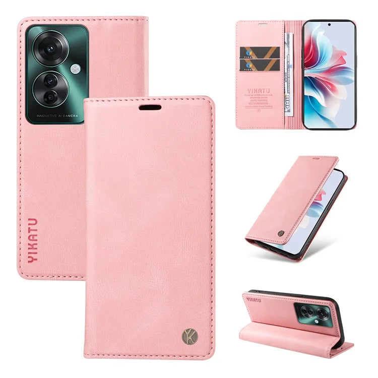 YIKATU YK-004 For Oppo Reno11 F 5G / F25 Pro 5G Leather Case Skin-touch Wallet Phone Cover