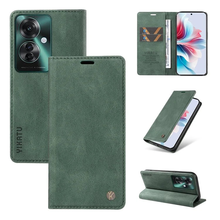 YIKATU YK-004 For Oppo Reno11 F 5G / F25 Pro 5G Leather Case Skin-touch Wallet Phone Cover