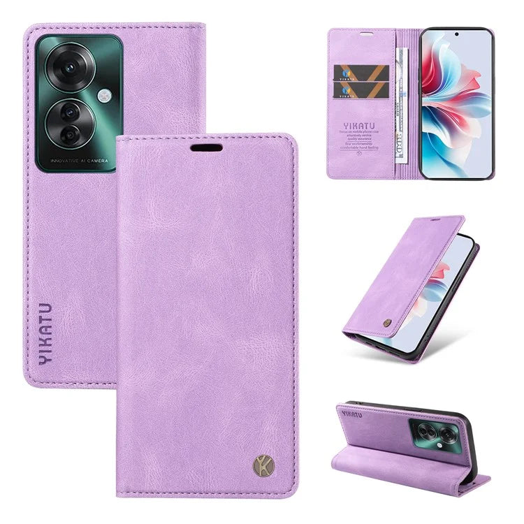 YIKATU YK-004 For Oppo Reno11 F 5G / F25 Pro 5G Leather Case Skin-touch Wallet Phone Cover