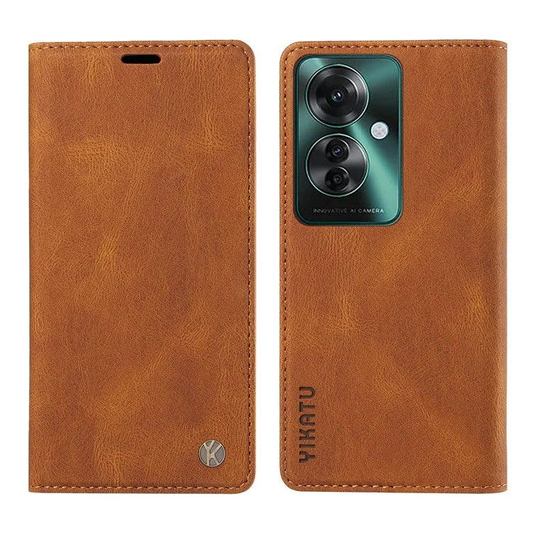 YIKATU YK-004 For Oppo Reno11 F 5G / F25 Pro 5G Leather Case Skin-touch Wallet Phone Cover