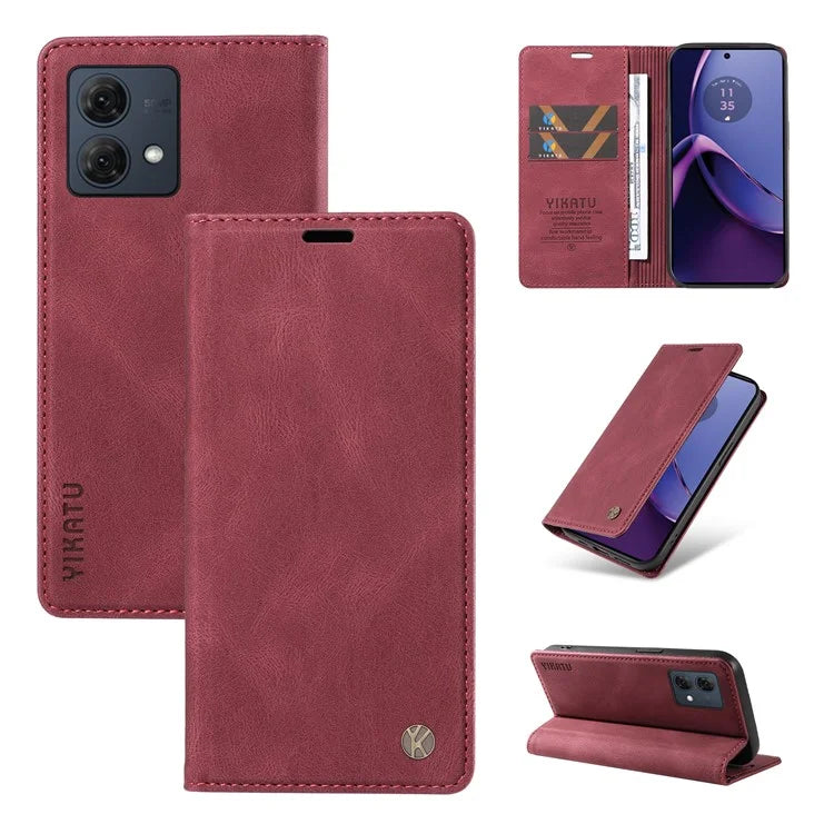 YIKATU YK-004 For Motorola Moto G84 5G Case Skin Touch PU Leather Stand Phone Cover