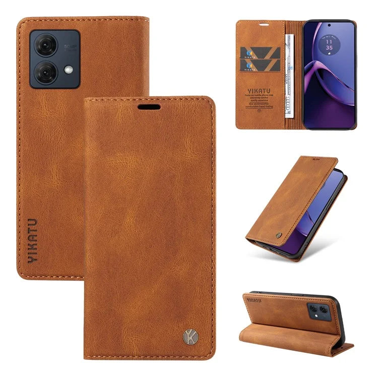 YIKATU YK-004 For Motorola Moto G84 5G Case Skin Touch PU Leather Stand Phone Cover