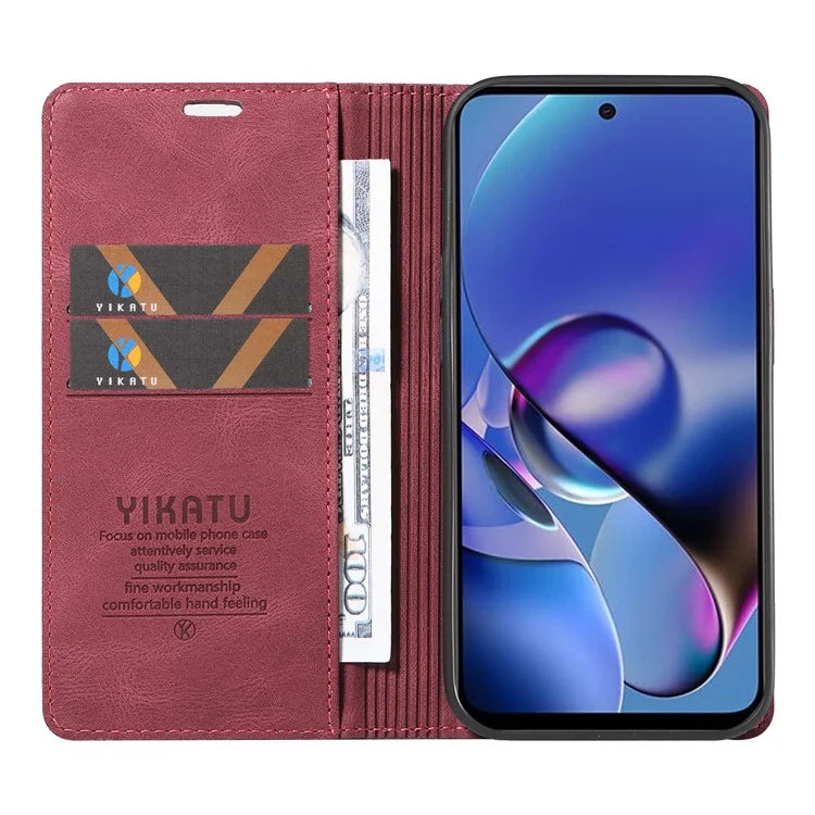 YIKATU YK-004 For Motorola Moto G54 5G Magnetic Case Flip Stand Skin-touch Feeling Leather Phone Cover