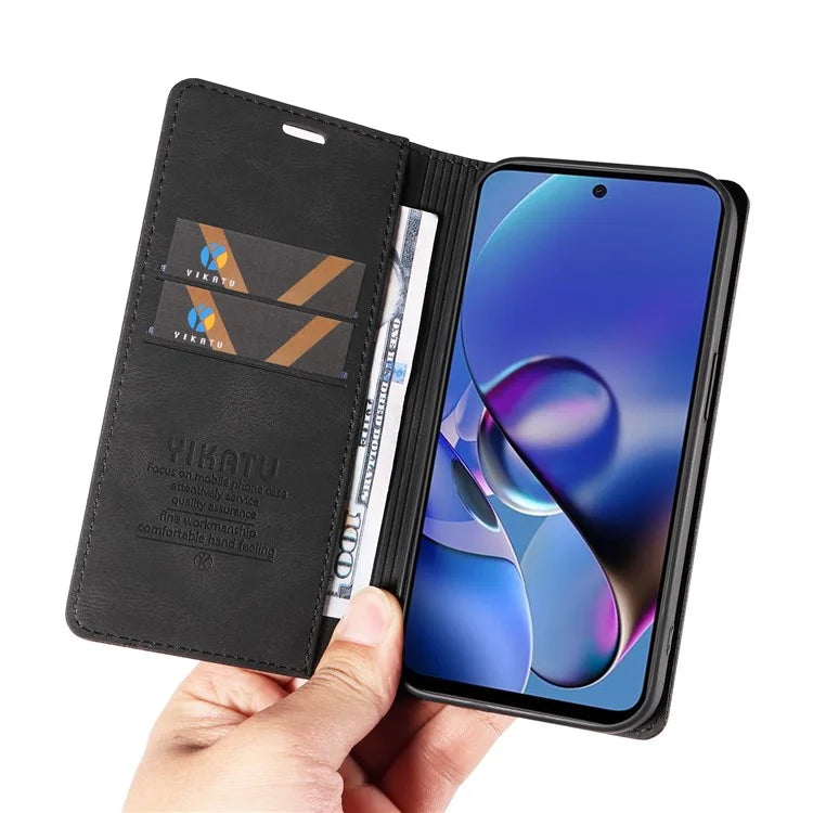 YIKATU YK-004 For Motorola Moto G54 5G Magnetic Case Flip Stand Skin-touch Feeling Leather Phone Cover