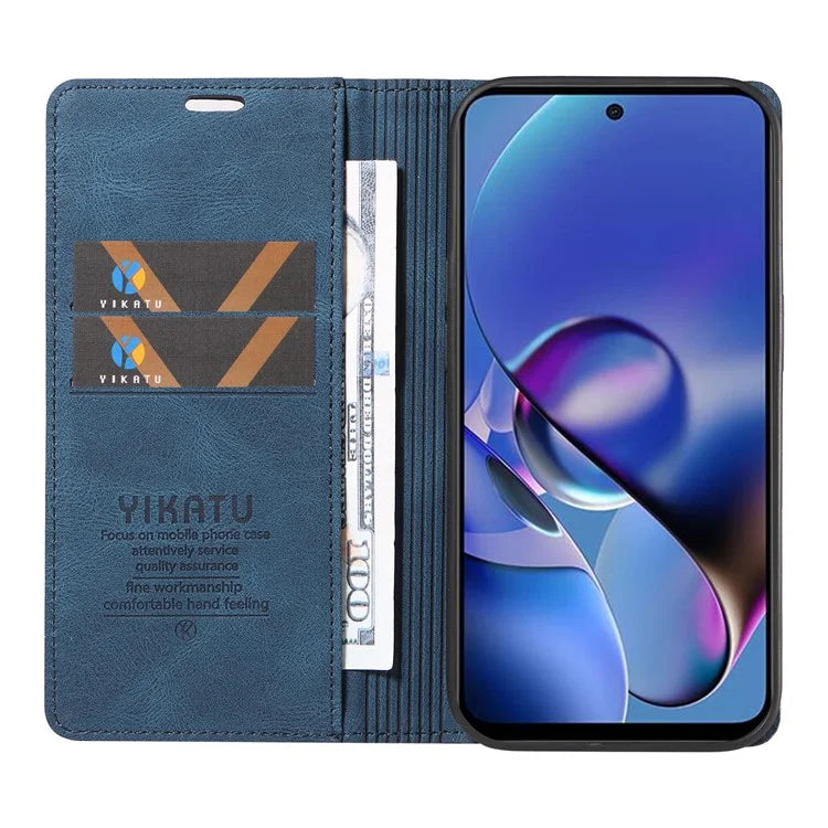 YIKATU YK-004 For Motorola Moto G54 5G Magnetic Case Flip Stand Skin-touch Feeling Leather Phone Cover