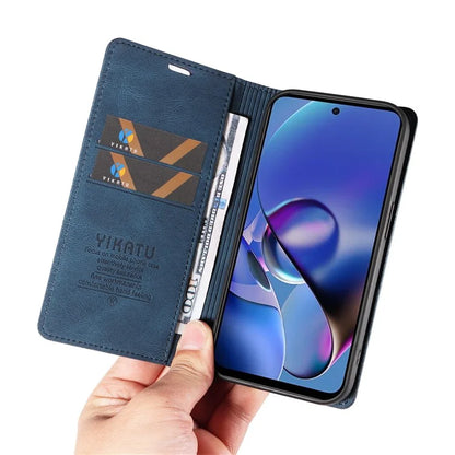 YIKATU YK-004 For Motorola Moto G54 5G Magnetic Case Flip Stand Skin-touch Feeling Leather Phone Cover