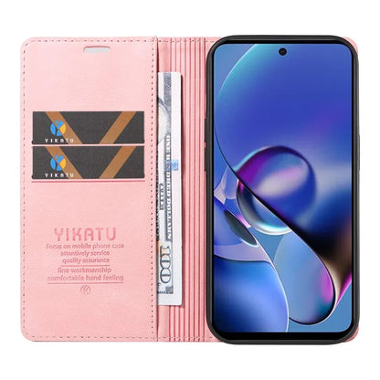 YIKATU YK-004 For Motorola Moto G54 5G Magnetic Case Flip Stand Skin-touch Feeling Leather Phone Cover