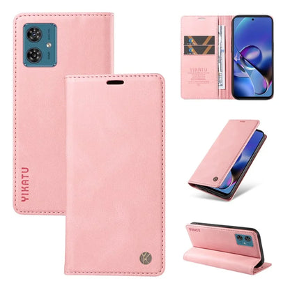 YIKATU YK-004 For Motorola Moto G54 5G Magnetic Case Flip Stand Skin-touch Feeling Leather Phone Cover