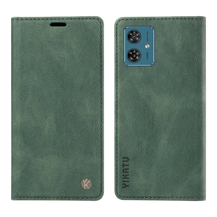 YIKATU YK-004 For Motorola Moto G54 5G Magnetic Case Flip Stand Skin-touch Feeling Leather Phone Cover