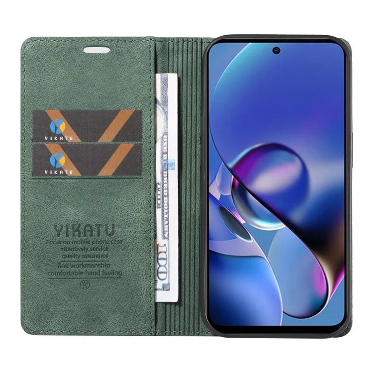 YIKATU YK-004 For Motorola Moto G54 5G Magnetic Case Flip Stand Skin-touch Feeling Leather Phone Cover