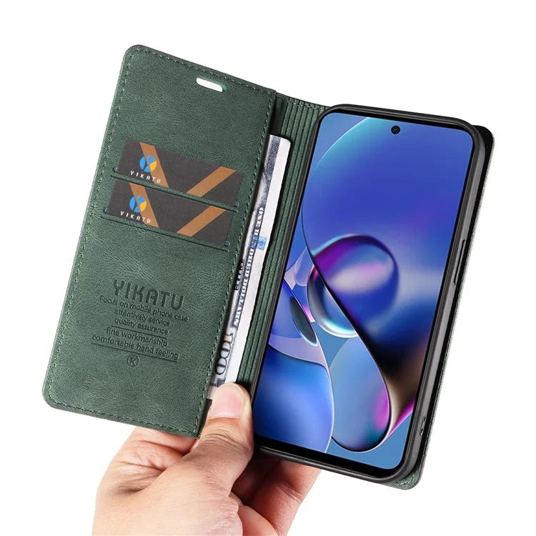 YIKATU YK-004 For Motorola Moto G54 5G Magnetic Case Flip Stand Skin-touch Feeling Leather Phone Cover