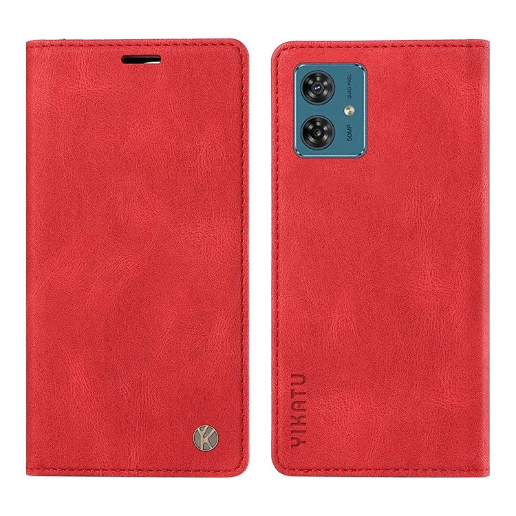 YIKATU YK-004 For Motorola Moto G54 5G Magnetic Case Flip Stand Skin-touch Feeling Leather Phone Cover