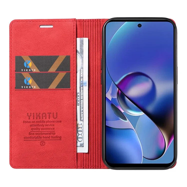 YIKATU YK-004 For Motorola Moto G54 5G Magnetic Case Flip Stand Skin-touch Feeling Leather Phone Cover
