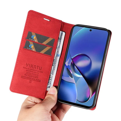YIKATU YK-004 For Motorola Moto G54 5G Magnetic Case Flip Stand Skin-touch Feeling Leather Phone Cover