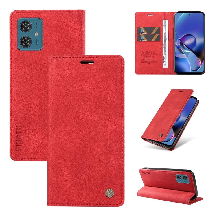YIKATU YK-004 For Motorola Moto G54 5G Magnetic Case Flip Stand Skin-touch Feeling Leather Phone Cover