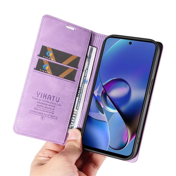 YIKATU YK-004 For Motorola Moto G54 5G Magnetic Case Flip Stand Skin-touch Feeling Leather Phone Cover