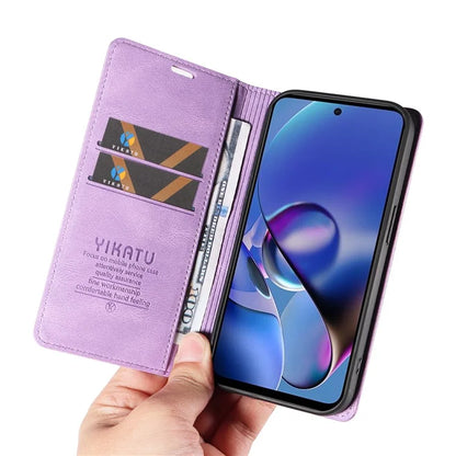 YIKATU YK-004 For Motorola Moto G54 5G Magnetic Case Flip Stand Skin-touch Feeling Leather Phone Cover
