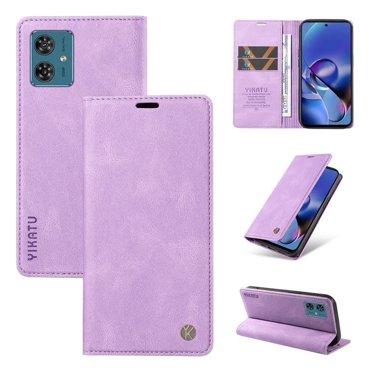 YIKATU YK-004 For Motorola Moto G54 5G Magnetic Case Flip Stand Skin-touch Feeling Leather Phone Cover