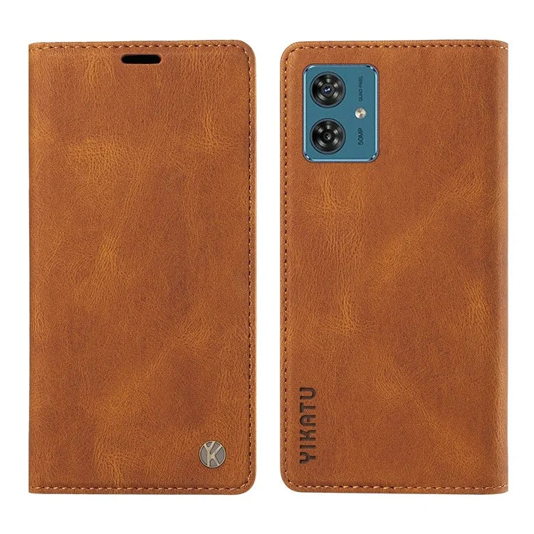 YIKATU YK-004 For Motorola Moto G54 5G Magnetic Case Flip Stand Skin-touch Feeling Leather Phone Cover