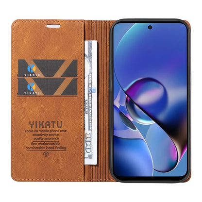 YIKATU YK-004 For Motorola Moto G54 5G Magnetic Case Flip Stand Skin-touch Feeling Leather Phone Cover