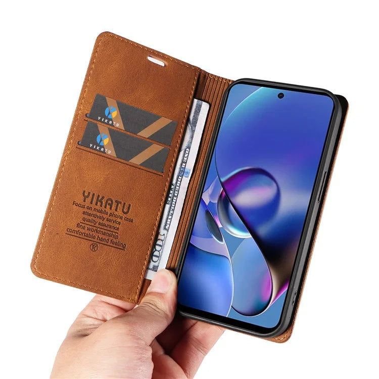 YIKATU YK-004 For Motorola Moto G54 5G Magnetic Case Flip Stand Skin-touch Feeling Leather Phone Cover