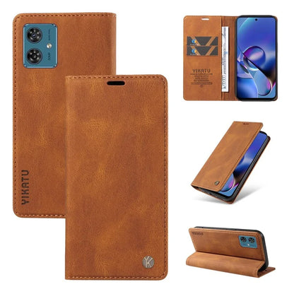 YIKATU YK-004 For Motorola Moto G54 5G Magnetic Case Flip Stand Skin-touch Feeling Leather Phone Cover