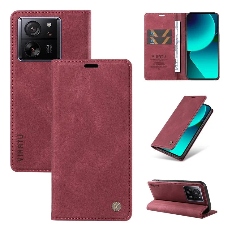 YIKATU YK-004 For Xiaomi 13T / 13T Pro / Redmi K60 Ultra Case Shockproof PU Leather Stand Card Holder Phone Cover