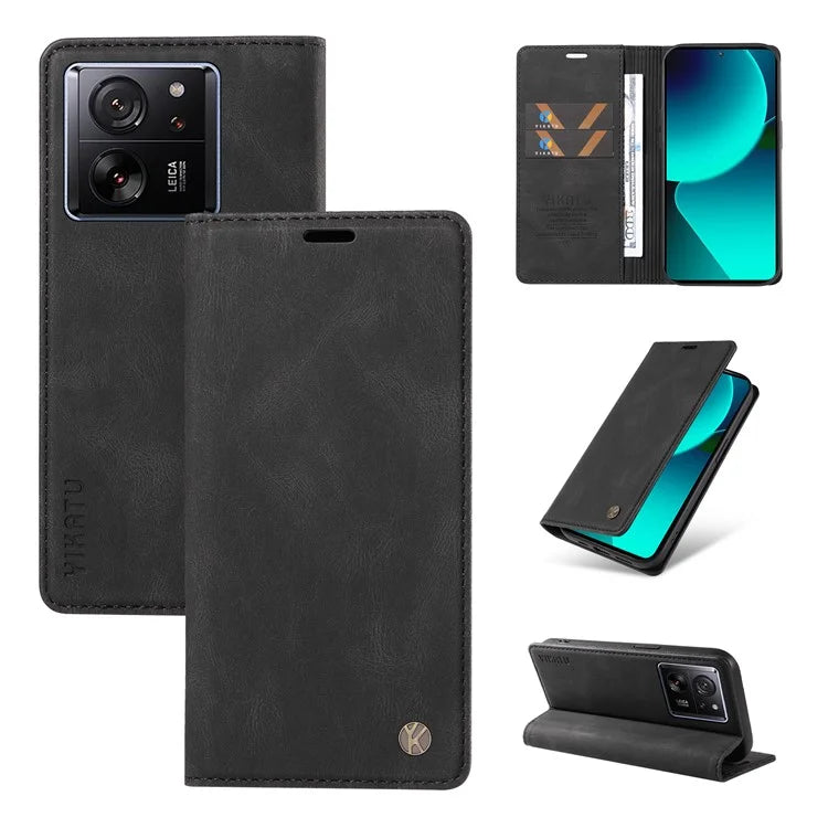 YIKATU YK-004 For Xiaomi 13T / 13T Pro / Redmi K60 Ultra Case Shockproof PU Leather Stand Card Holder Phone Cover