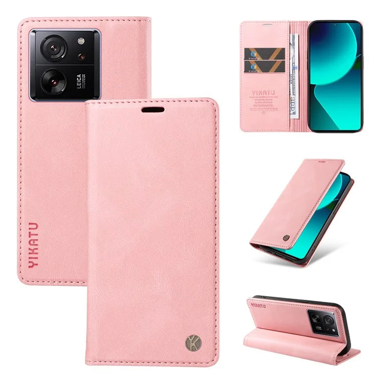 YIKATU YK-004 For Xiaomi 13T / 13T Pro / Redmi K60 Ultra Case Shockproof PU Leather Stand Card Holder Phone Cover