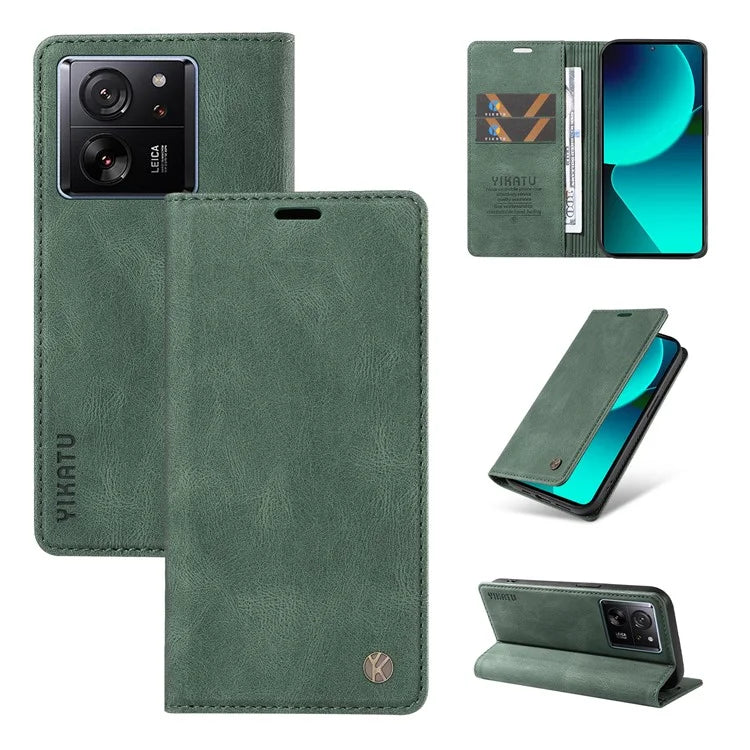 YIKATU YK-004 For Xiaomi 13T / 13T Pro / Redmi K60 Ultra Case Shockproof PU Leather Stand Card Holder Phone Cover