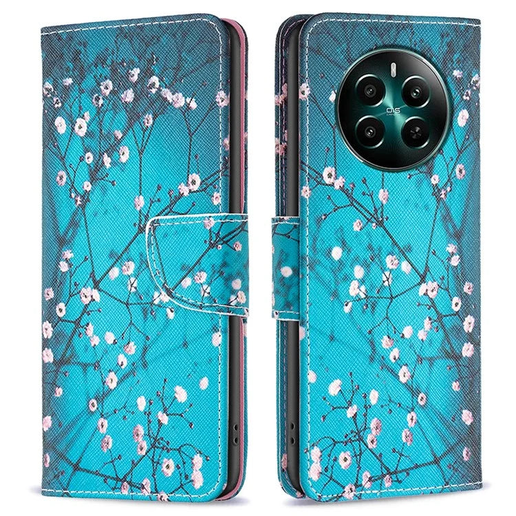 For Realme 12+ 5G Phone Case Pattern Printing PU Leather Stand Wallet Cover