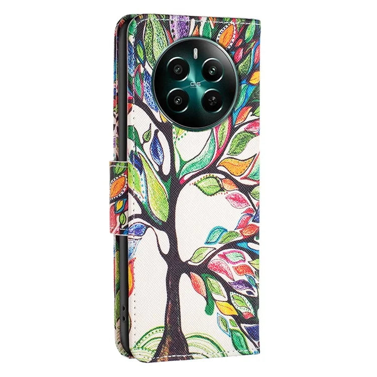 For Realme 12+ 5G Phone Case Pattern Printing PU Leather Stand Wallet Cover