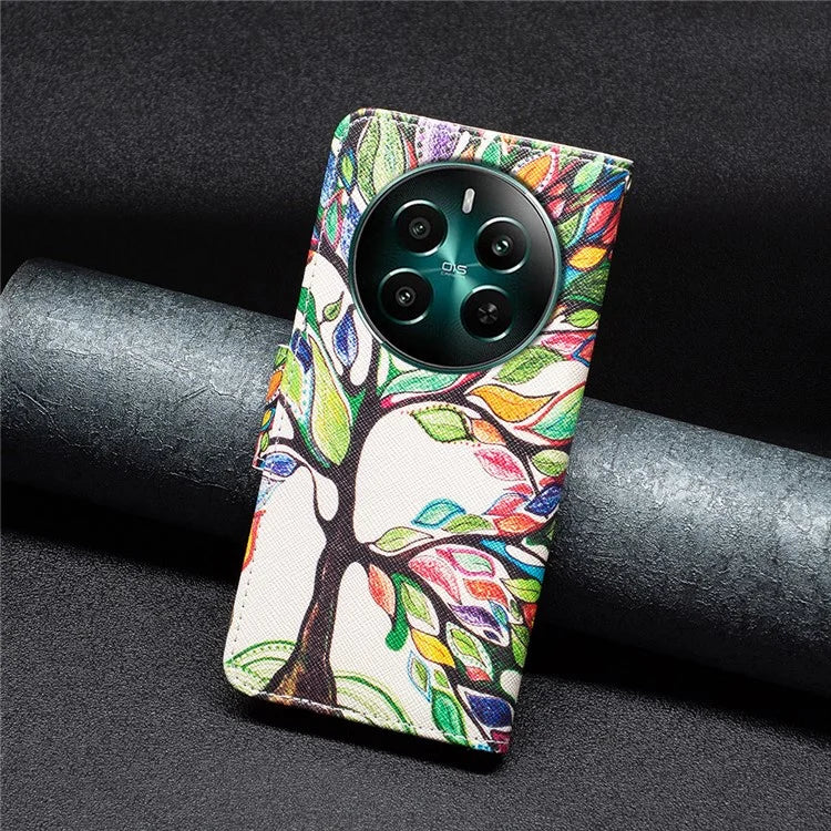 For Realme 12+ 5G Phone Case Pattern Printing PU Leather Stand Wallet Cover