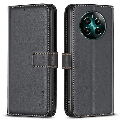 BINFEN COLOR BF17 For Realme 12+ 5G Case PU Leather Folio Magnetic Clasp Stand View Phone Cover