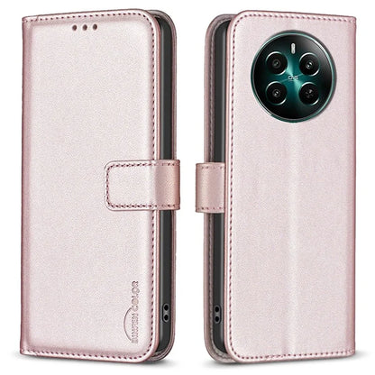 BINFEN COLOR BF17 For Realme 12+ 5G Case PU Leather Folio Magnetic Clasp Stand View Phone Cover